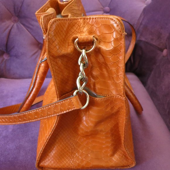 Calvin Klein Leather Bag, Orange Crocodile pattern - Picture 6 of 11